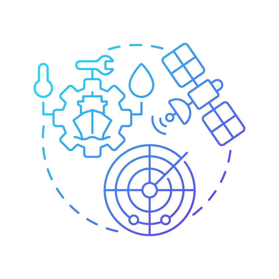 Monitoring blue gradient concept icon. Real time assessment of vessel position. Stage of passage planning. Round shape line illustration. Abstract idea. Graphic design. Easy to use in booklet vector