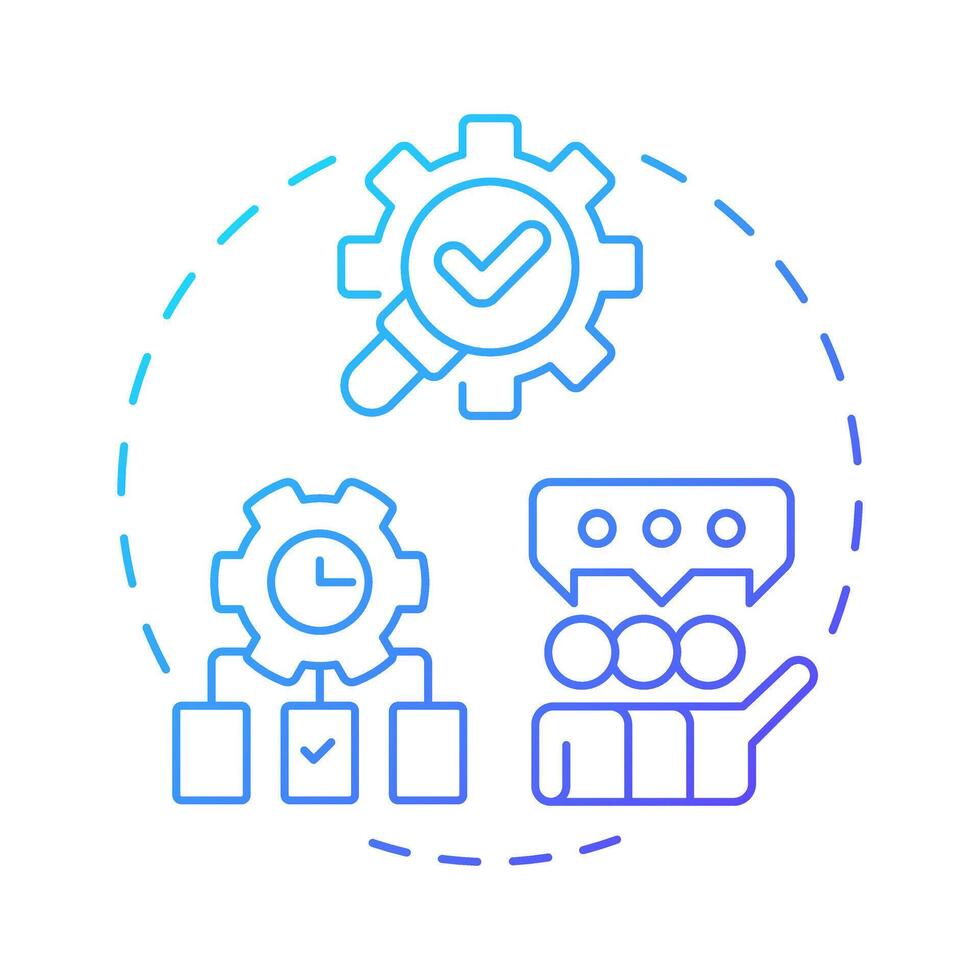 Operations consulting blue gradient concept icon. Teamwork organization, collaboration. Task management. Round shape line illustration. Abstract idea. Graphic design. Easy to use in infographic vector