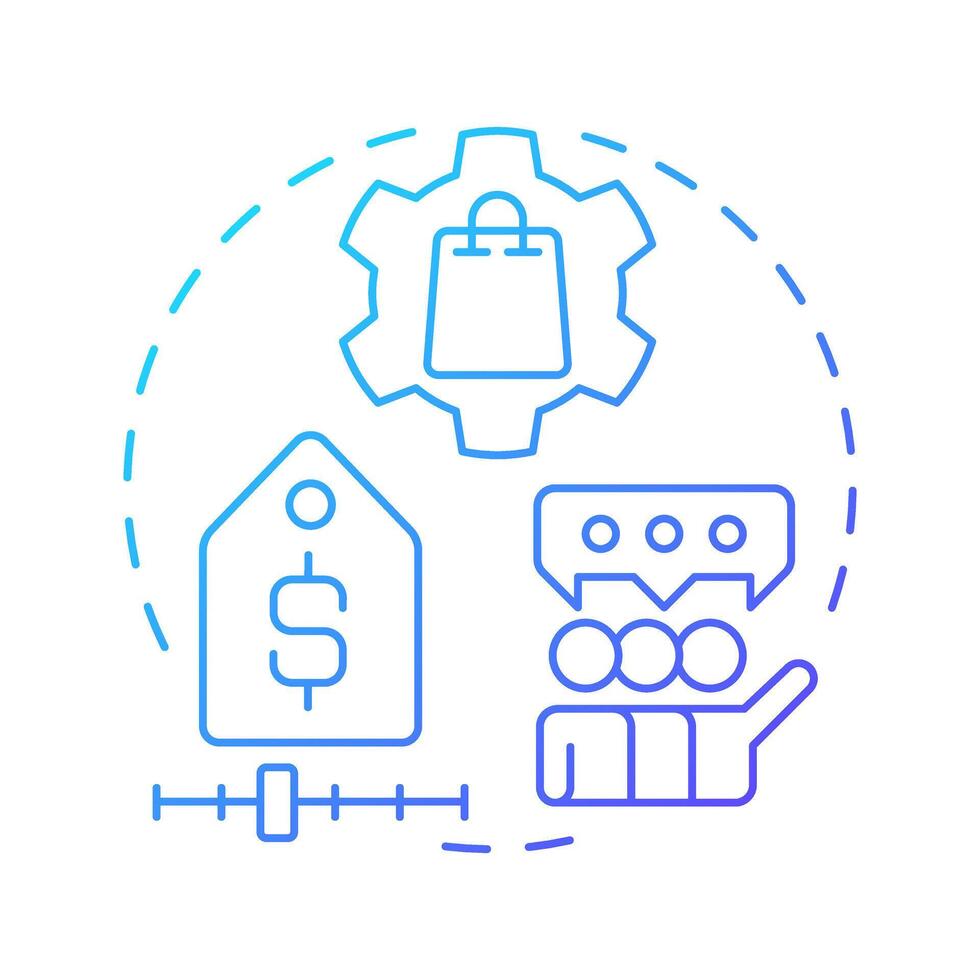 Sales consultant blue gradient concept icon. CRM system. Revenue, income. Assistance, advice. Round shape line illustration. Abstract idea. Graphic design. Easy to use in infographic, presentation vector