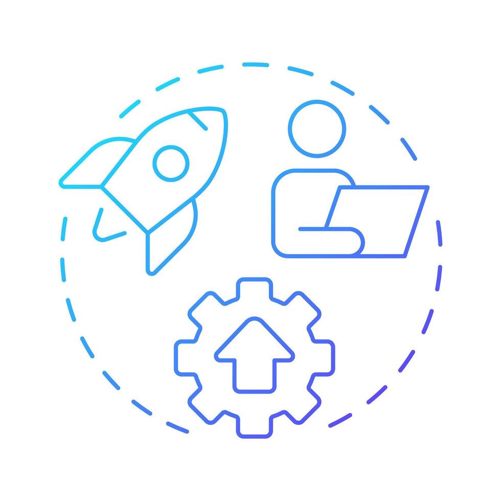 Implementation blue gradient concept icon. Efficiency increase. Performance monitoring. Round shape line illustration. Abstract idea. Graphic design. Easy to use in infographic, presentation vector