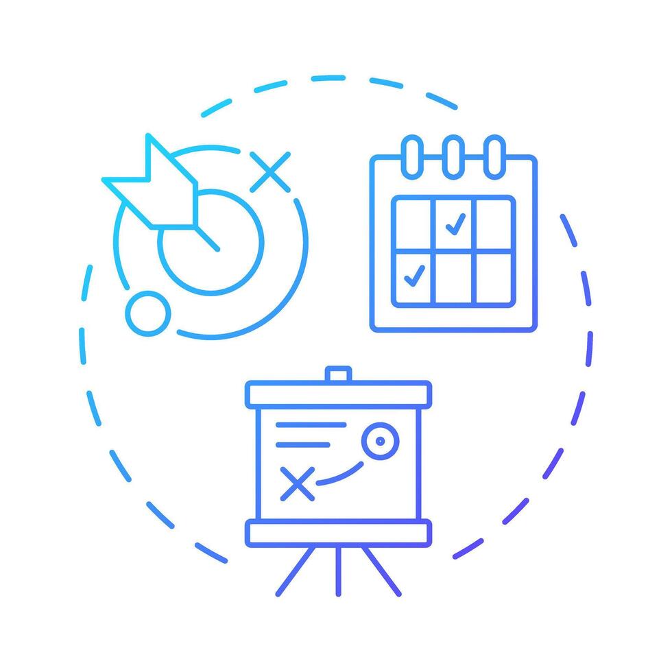 Action planning blue gradient concept icon. Business strategy. Goal, milestone. Risk assessment. Round shape line illustration. Abstract idea. Graphic design. Easy to use in infographic, presentation vector