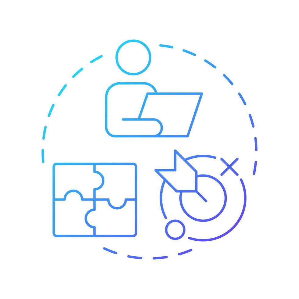 Customized solutions blue gradient concept icon. Problem solving. Goal, milestone. Round shape line illustration. Abstract idea. Graphic design. Easy to use in infographic, presentation vector