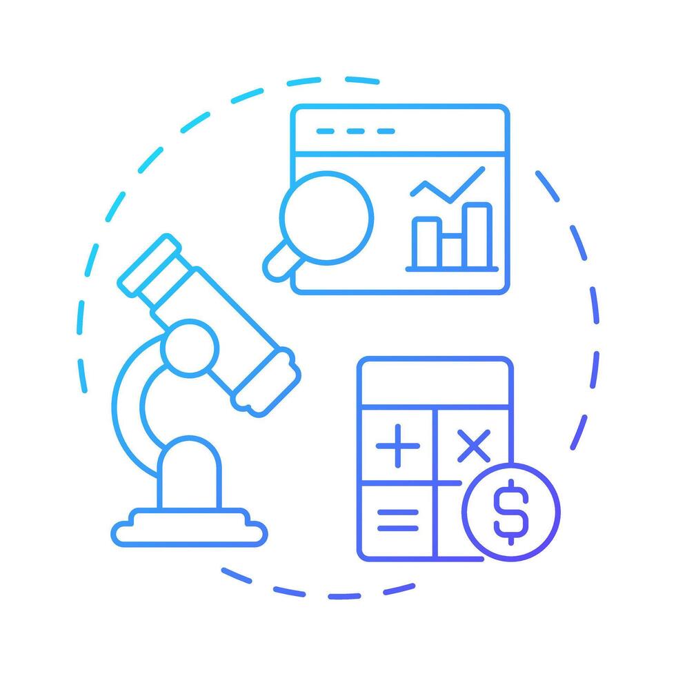 Data analysis blue gradient concept icon. Statistical metrics. Research, analytics. Round shape line illustration. Abstract idea. Graphic design. Easy to use in infographic, presentation vector