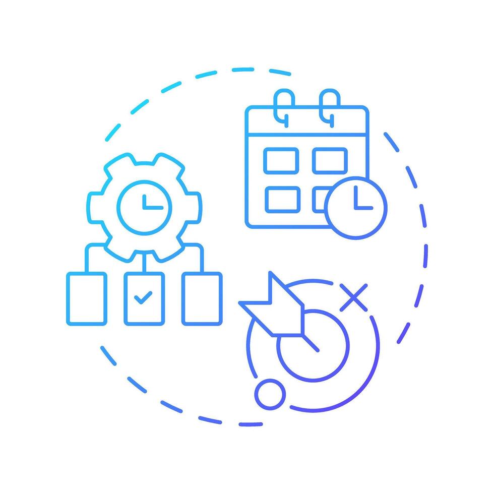 Time management blue gradient concept icon. Workflow organization. Schedule, deadlines. Round shape line illustration. Abstract idea. Graphic design. Easy to use in infographic, presentation vector