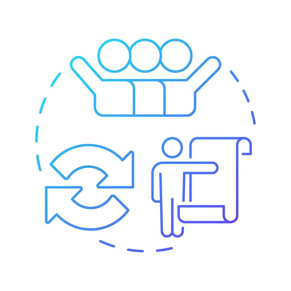 Organizational change blue gradient concept icon. Digital transformation, restructuring. Round shape line illustration. Abstract idea. Graphic design. Easy to use in infographic, presentation vector