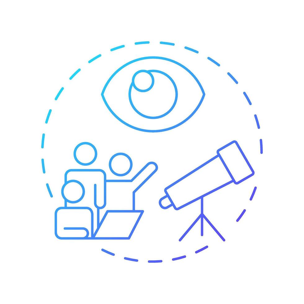 Outside perspective blue gradient concept icon. Critical thinking, decision making. Round shape line illustration. Abstract idea. Graphic design. Easy to use in infographic, presentation vector