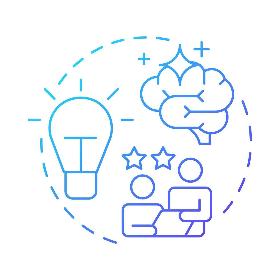 Creative thinking blue gradient concept icon. Innovative ideas. Problem solving. Round shape line illustration. Abstract idea. Graphic design. Easy to use in infographic, presentation vector