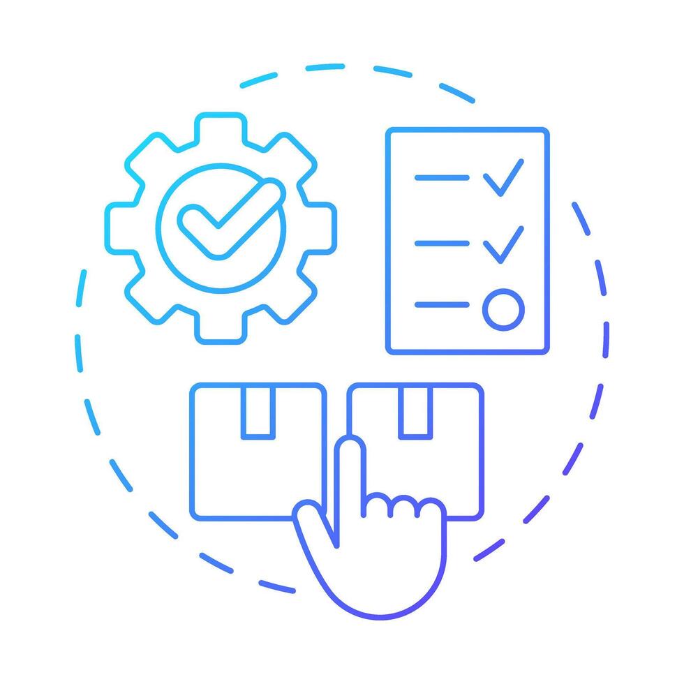 Configure blue gradient concept icon. Business strategy. Product development, service. Round shape line illustration. Abstract idea. Graphic design. Easy to use in infographic, article vector