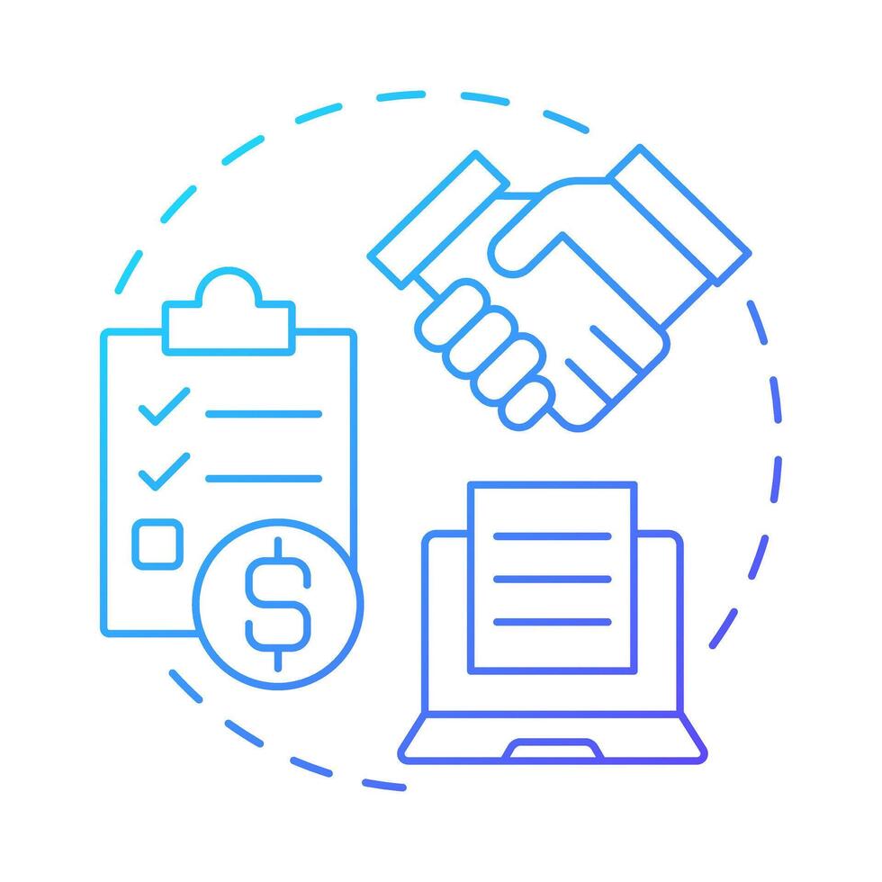 Quote blue gradient concept icon. Negotiation, agreement. Workflow organization. Payment, cost. Round shape line illustration. Abstract idea. Graphic design. Easy to use in infographic, article vector