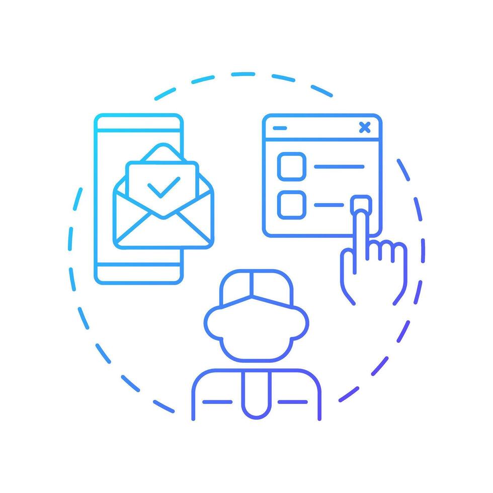 Request for quotation blue gradient concept icon. Product information, customer support. Round shape line illustration. Abstract idea. Graphic design. Easy to use in infographic, article vector