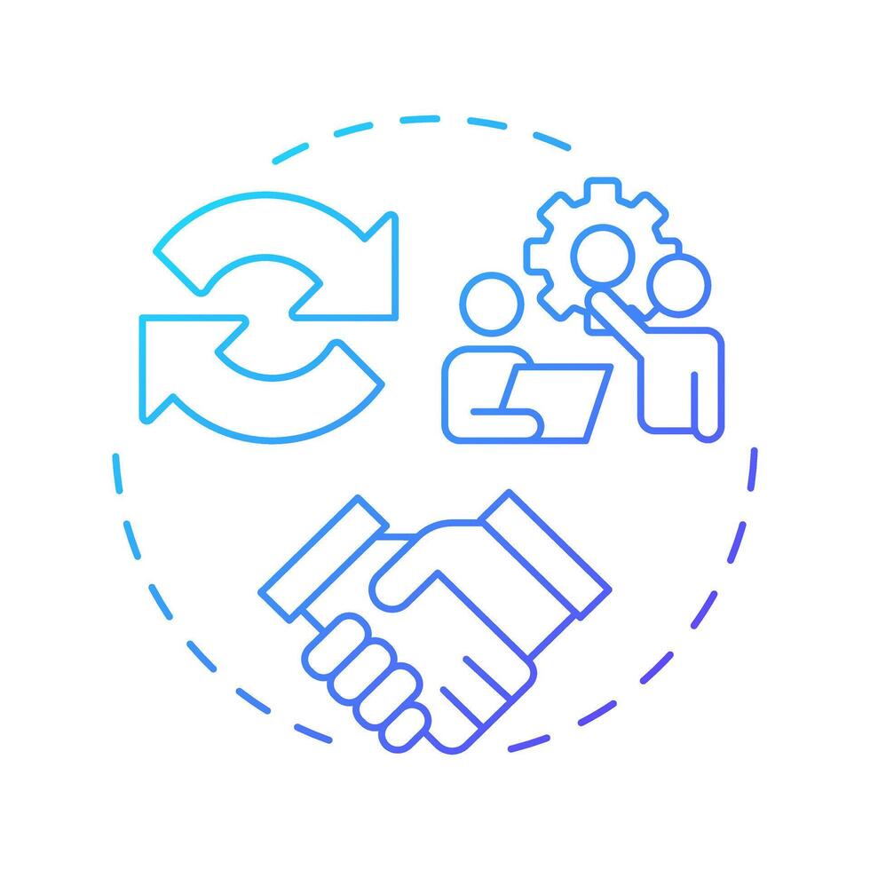 Quote negotiation blue gradient concept icon. Teamwork, professional. Problem solving, communication. Round shape line illustration. Abstract idea. Graphic design. Easy to use in infographic, article vector