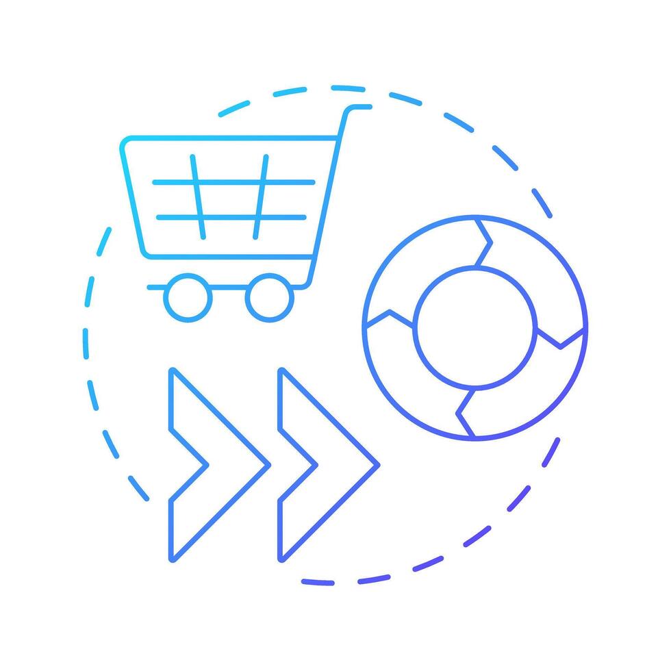 Faster sales cycle blue gradient concept icon. Quote management. Customer service. Purchasing, shopping. Round shape line illustration. Abstract idea. Graphic design. Easy to use in infographic vector