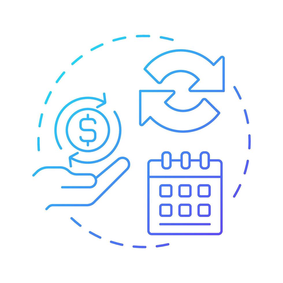 Subscription pricing blue gradient concept icon. Business model, strategy. Price, revenue. Round shape line illustration. Abstract idea. Graphic design. Easy to use in infographic, article vector