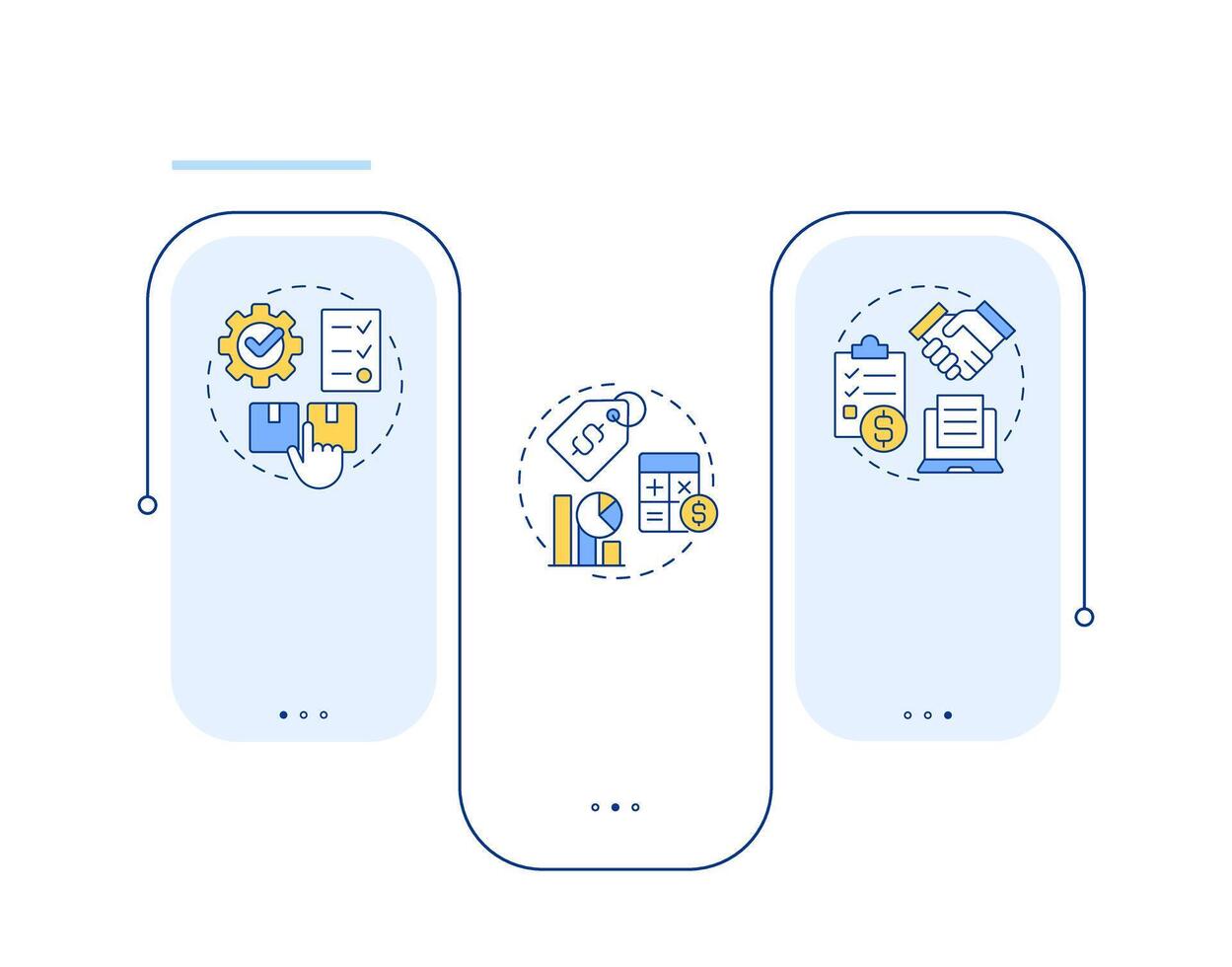 Product management rectangle infographic . Pricing strategy. Commerce, retail. Data visualization with 3 steps. Editable rectangular options chart vector