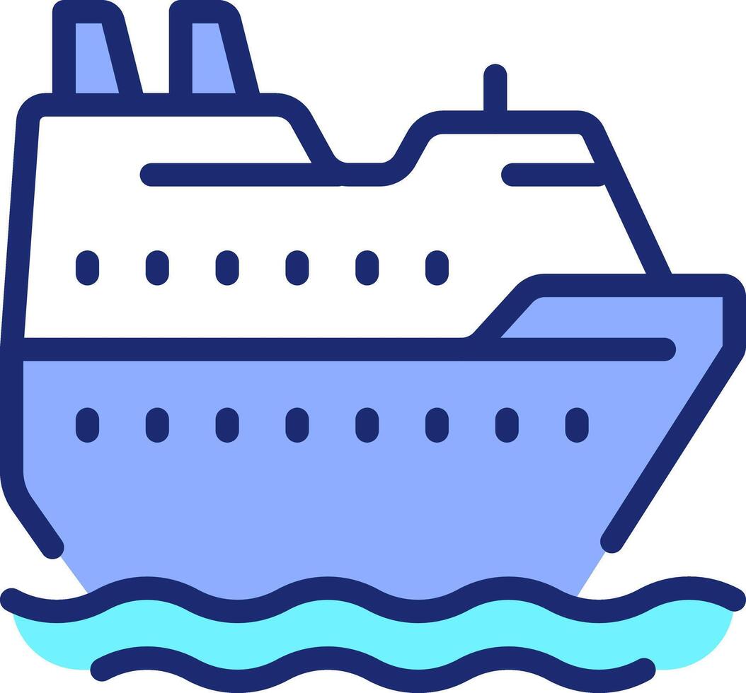 Cruise ship pixel perfect line color icon. Ocean liner sailing. Sea travel by comfortable vessel. Maritime transport. Isolated illustration. Flat colorful symbol design. Editable stroke vector