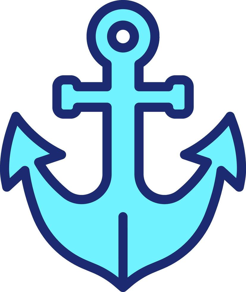 Anchor pixel perfect line color icon. Heavy ship mooring device. Device used on boat. Maritime transport equipment. Isolated illustration. Flat colorful symbol design. Editable stroke vector