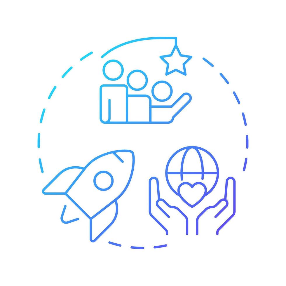 Nonprofit incubators blue gradient concept icon. Startup support. Charity, donation. Help, assistance. Round shape line illustration. Abstract idea. Graphic design. Easy to use in infographic vector