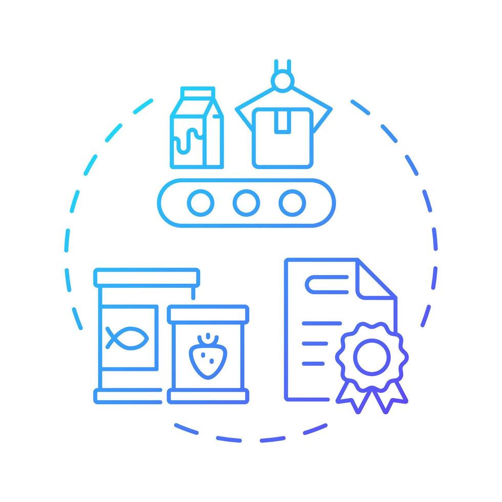 Kitchen incubators blue gradient concept icon. Supply chain, food production. Industry standard. Round shape line illustration. Abstract idea. Graphic design. Easy to use in infographic, brochure vector
