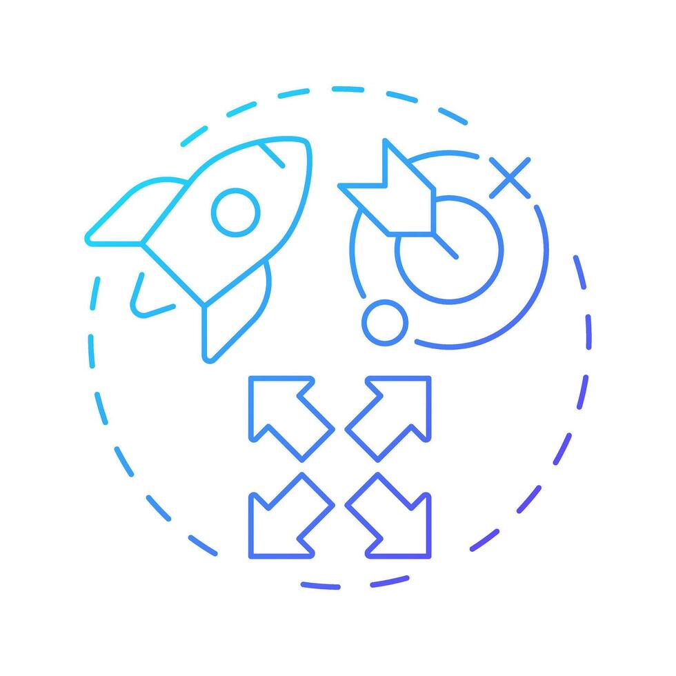 Business accelerator blue gradient concept icon. Target goal, milestone. Company, startup. Round shape line illustration. Abstract idea. Graphic design. Easy to use in infographic, brochure vector