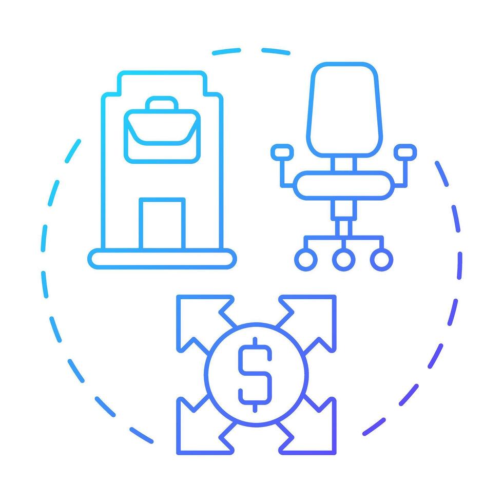 Work space blue gradient concept icon. Professional environment. Business, corporate. Round shape line illustration. Abstract idea. Graphic design. Easy to use in infographic, brochure vector