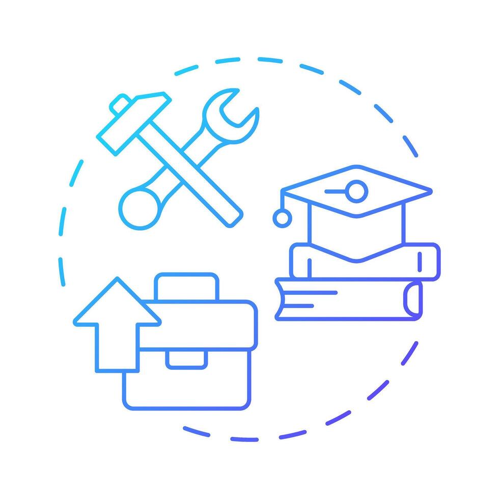 Learning opportunities blue gradient concept icon. Personal growth, skill development. Round shape line illustration. Abstract idea. Graphic design. Easy to use in infographic, brochure vector