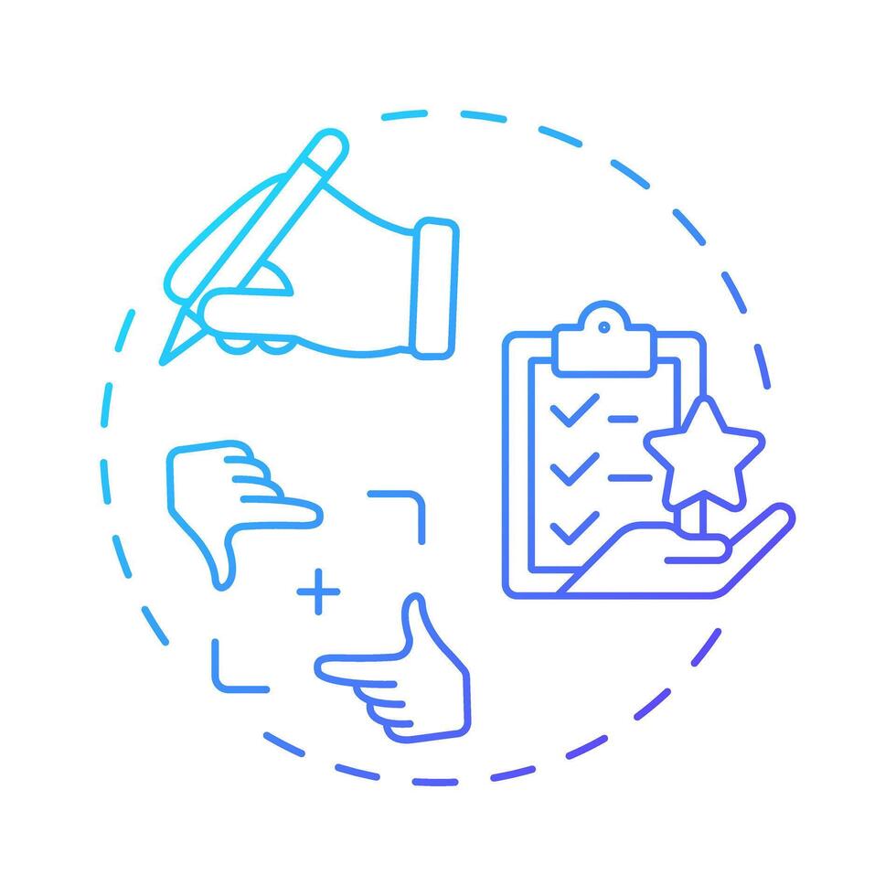 Prepare for interviews blue gradient concept icon. Business model. Communication, recruitment. Round shape line illustration. Abstract idea. Graphic design. Easy to use in infographic, brochure vector