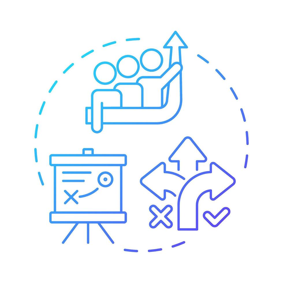 Prepare business plan blue gradient concept icon. Corporate strategy. Market analysis, products. Round shape line illustration. Abstract idea. Graphic design. Easy to use in infographic, brochure vector