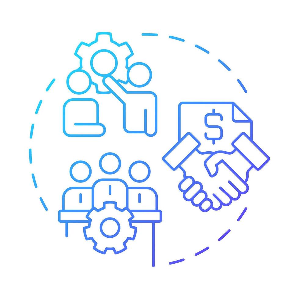 Partner blue gradient concept icon. Partnership organization, collaboration. Teamwork, negotiation. Round shape line illustration. Abstract idea. Graphic design. Easy to use in infographic, brochure vector