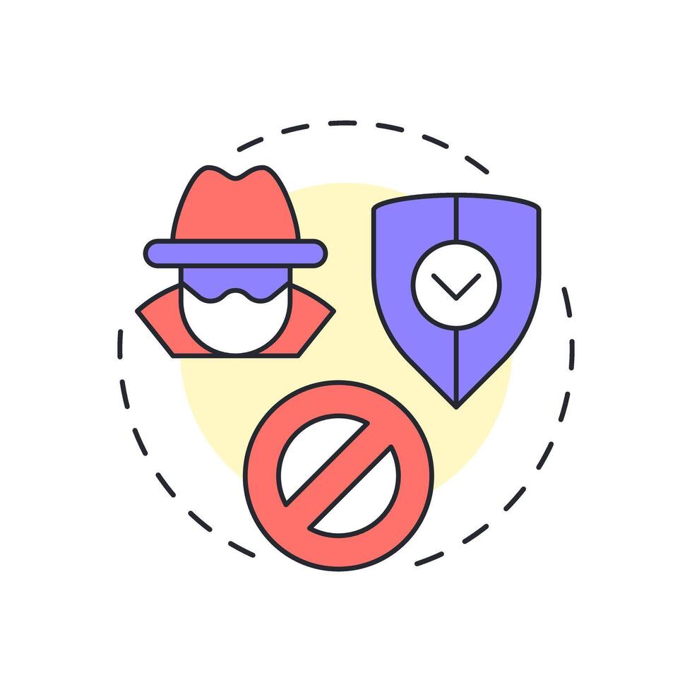 Unauthorized entry multi color concept icon. Physical security threat and risk. Access to restricted area. Round shape line illustration. Abstract idea. Graphic design. Easy to use in booklet vector