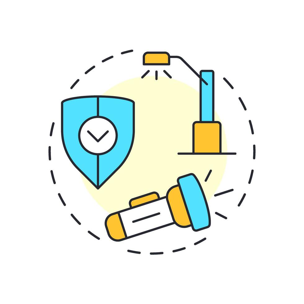 Security lighting multi color concept icon. Physical protection audit component. Enhance visibility on area. Round shape line illustration. Abstract idea. Graphic design. Easy to use in booklet vector