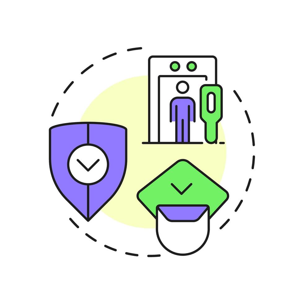 Enhanced threat protection multi color concept icon. Benefit of physical security. Effective risks protection. Round shape line illustration. Abstract idea. Graphic design. Easy to use in booklet vector