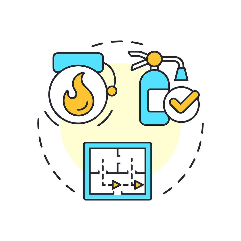 Emergency preparedness multi color concept icon. Physical security audit component. Minimizing loss risks. Round shape line illustration. Abstract idea. Graphic design. Easy to use in booklet vector