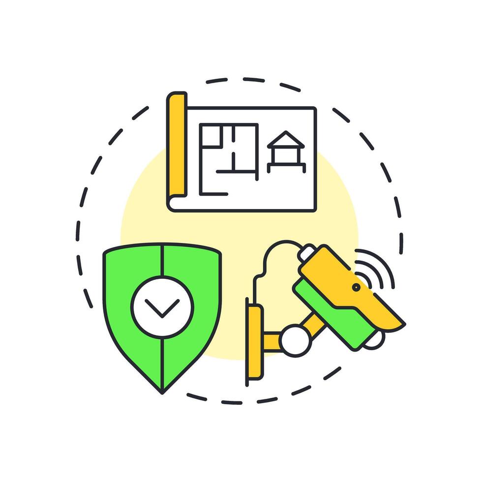 Perimeter security multi color concept icon. Component of physical protection system. Boundaries safety. Round shape line illustration. Abstract idea. Graphic design. Easy to use in booklet vector