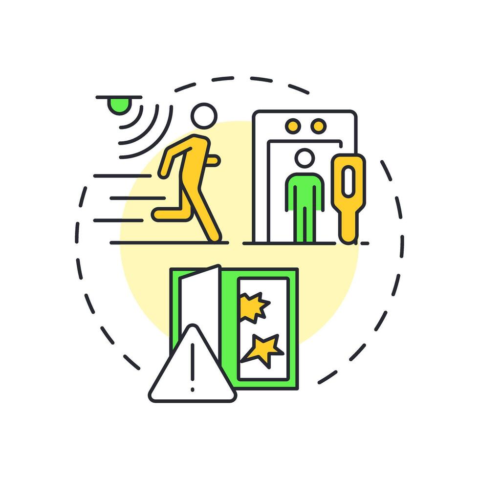 Intrusion detection multi color concept icon. Physical security system. Identify unauthorized entry attempts. Round shape line illustration. Abstract idea. Graphic design. Easy to use in booklet vector