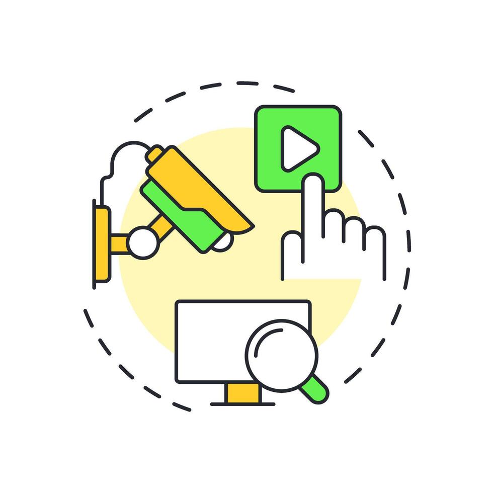 surveillance multi color concept icon. Component of physical security system. Monitoring in real time. Round shape line illustration. Abstract idea. Graphic design. Easy to use in booklet vector