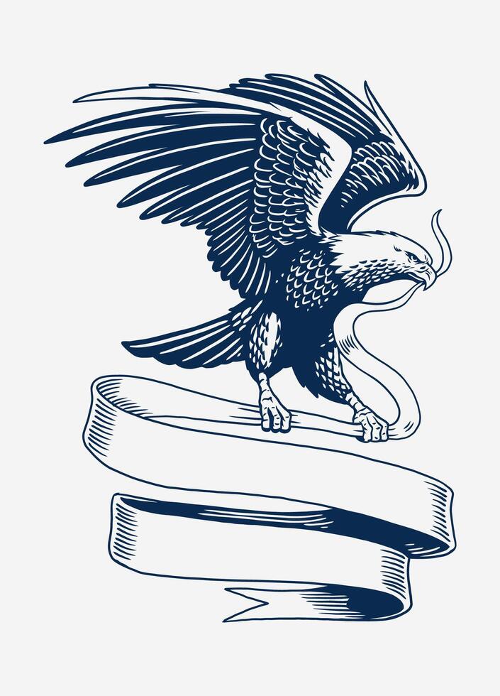 Illustration of American Eagle Holding Vintage Ribbon vector