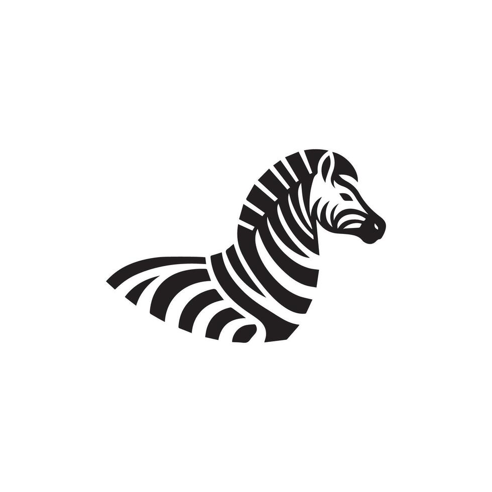 zebra is shown in a black and white logo vector