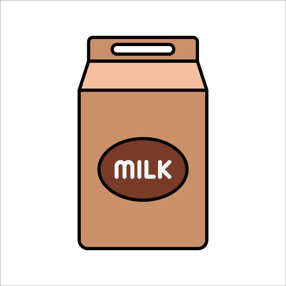 Carton Chocolate Milk Flat design style, milk carton packaging used as a chocolate ingredient, perfect for recipe visuals and dairy themed graphics. vector