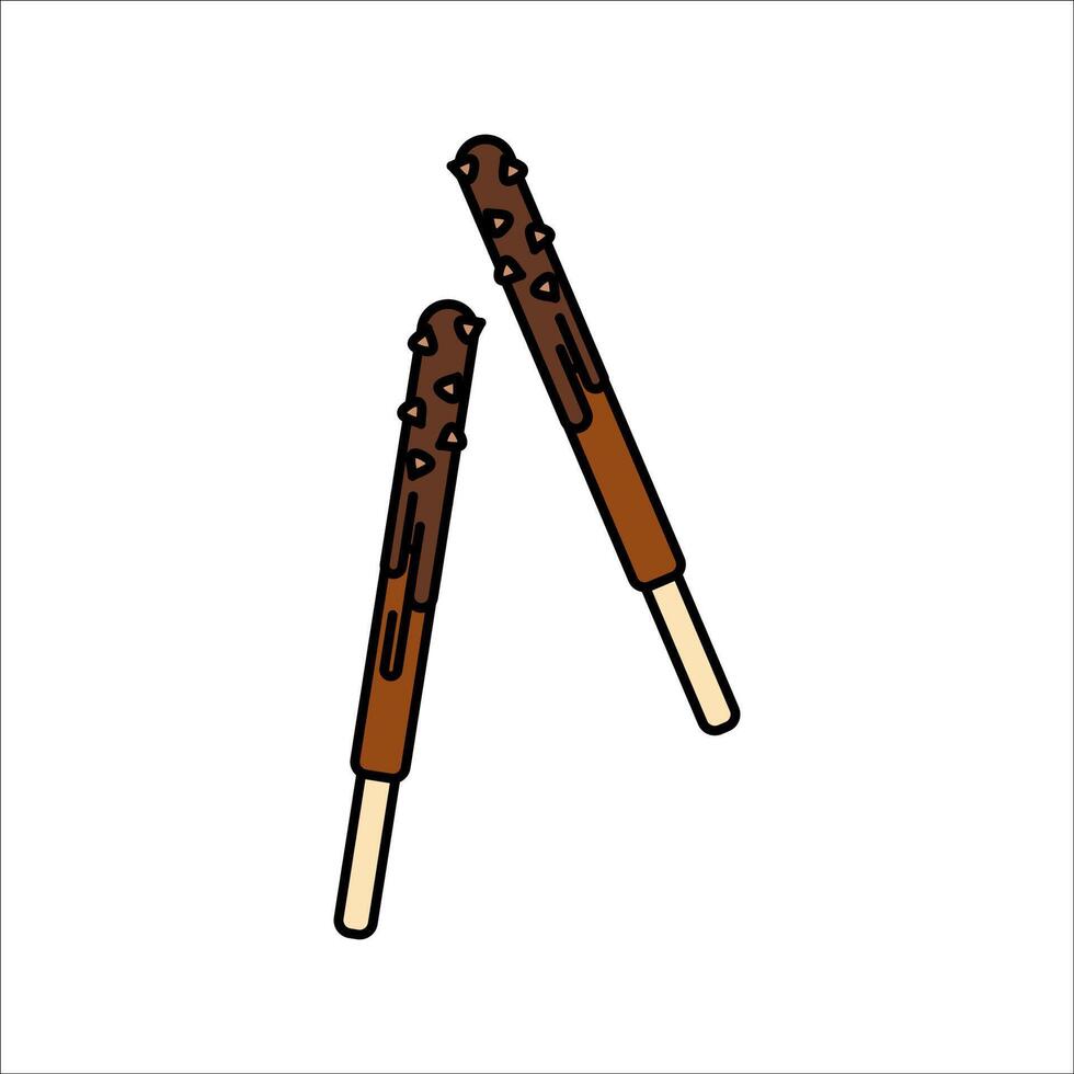 Choco Stick Flat design style, biscuit sticks dipped in chocolate with toppings, great for sweet snack branding and chocolate themed projects. vector
