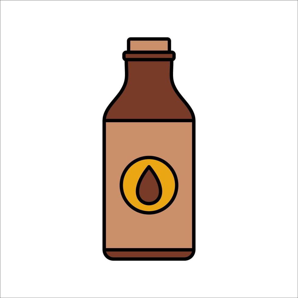 Bottle Chocolate drink Flat design style, a bottle of chocolate drink, ideal for recipe visuals and food packaging designs. vector