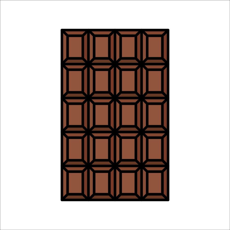 Chocolate Bar Flat design style, a full chocolate bar with segments, perfect for food packaging, cocoa products, and sweet themed design. vector