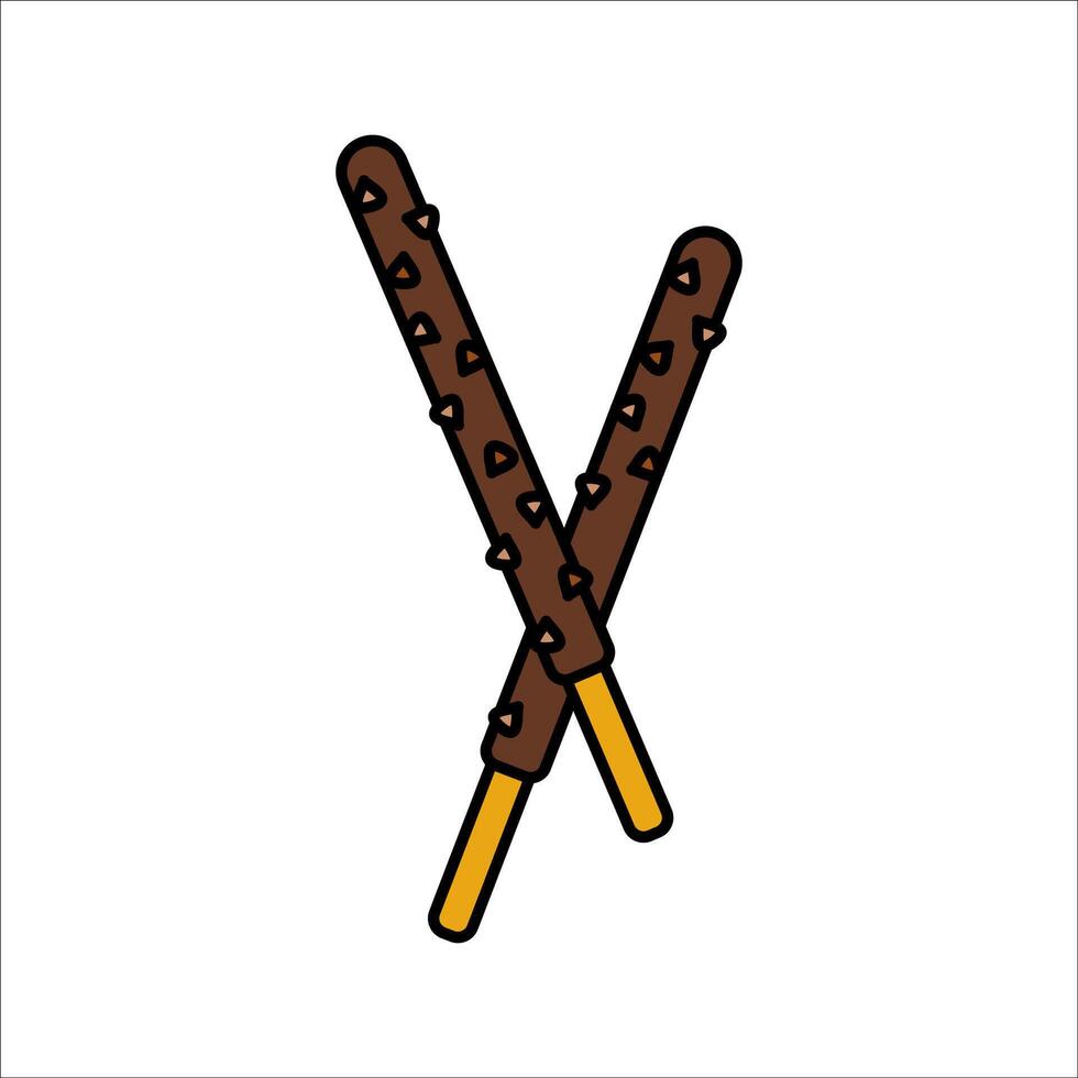 Stick Snack Flat design style, chocolate coated biscuit sticks, perfect for dessert menus, packaging, and sweet celebration elements. vector