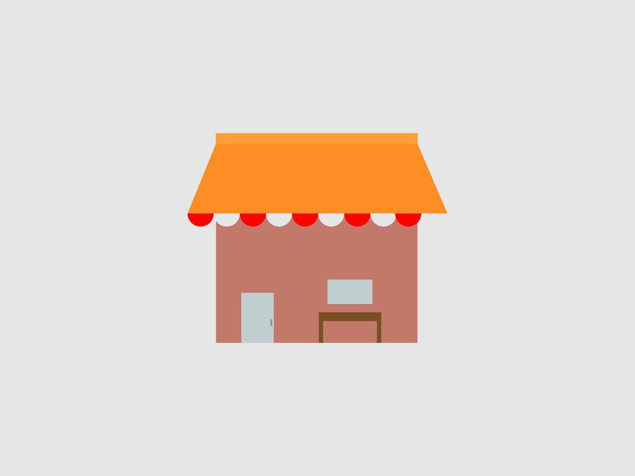 A simple and colorful illustration of a small shop or store with an orange awning vector