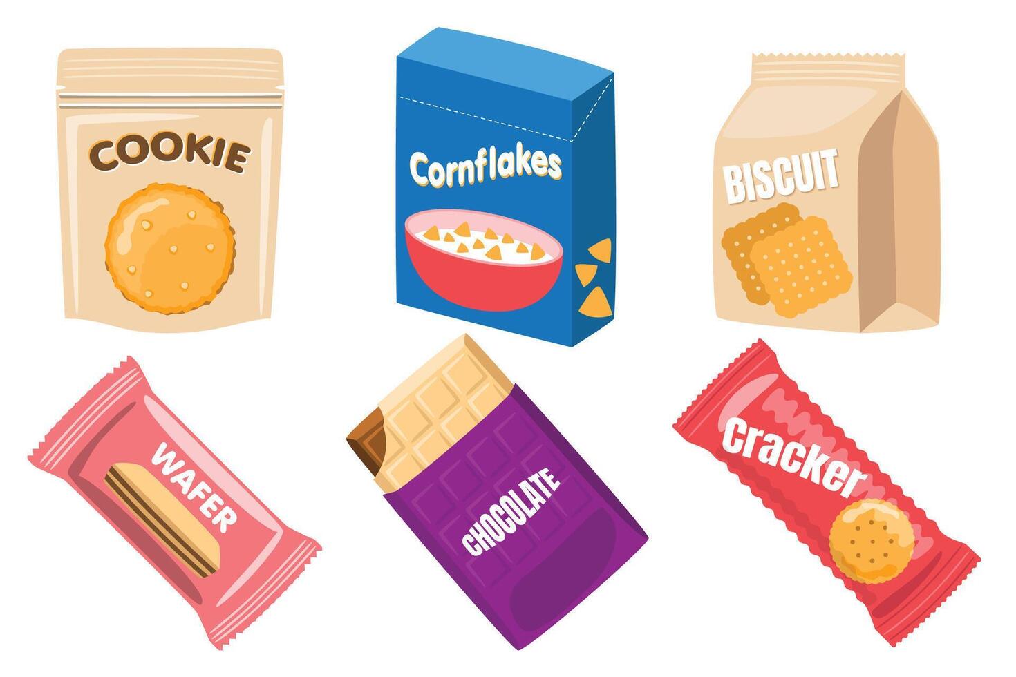 Snack and Breakfast Packaging Set vector