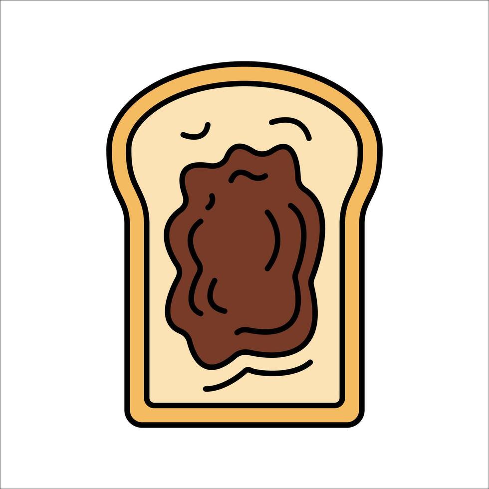Toast with Chocolate Flat design style, a slice of toast with chocolate spread, great for breakfast graphics and snack visuals. vector