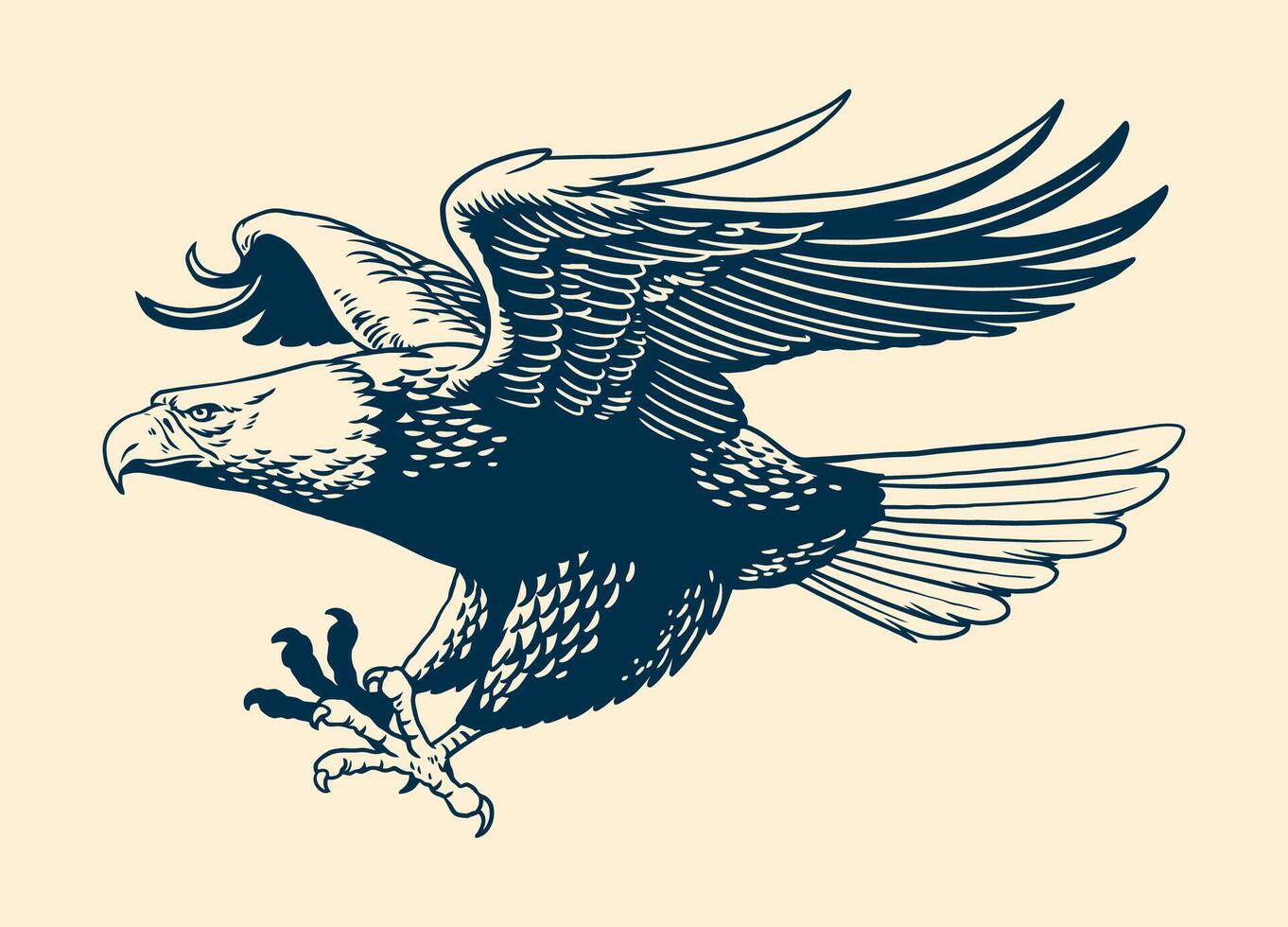 Hand Drawn American Eagle Illustration in Vintage Style vector