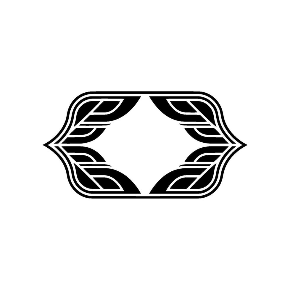 Minimalist Leaf Frame, Black And White, Elegant Border, Template vector
