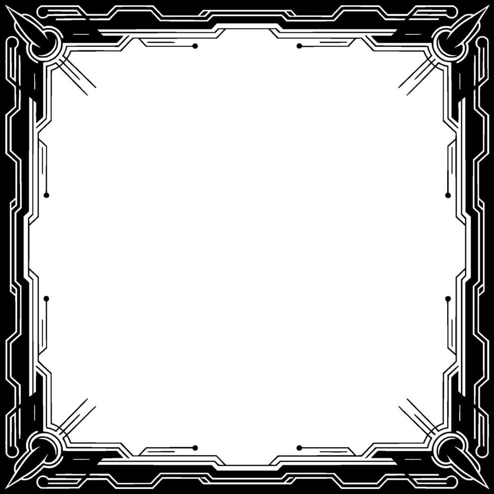 Futuristic Frame Black White Geometric Border For Certificates And Presentations vector