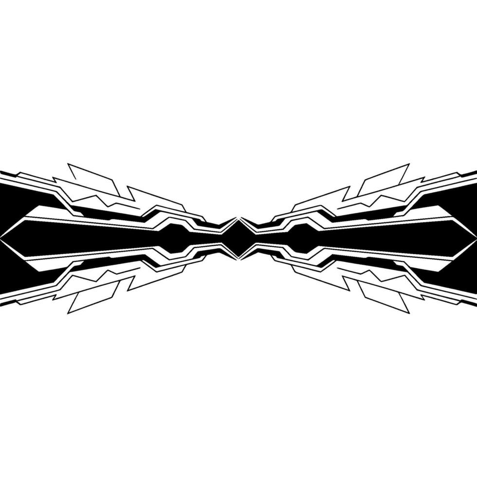 Abstract Geometric Tech With Center Line In Black White vector