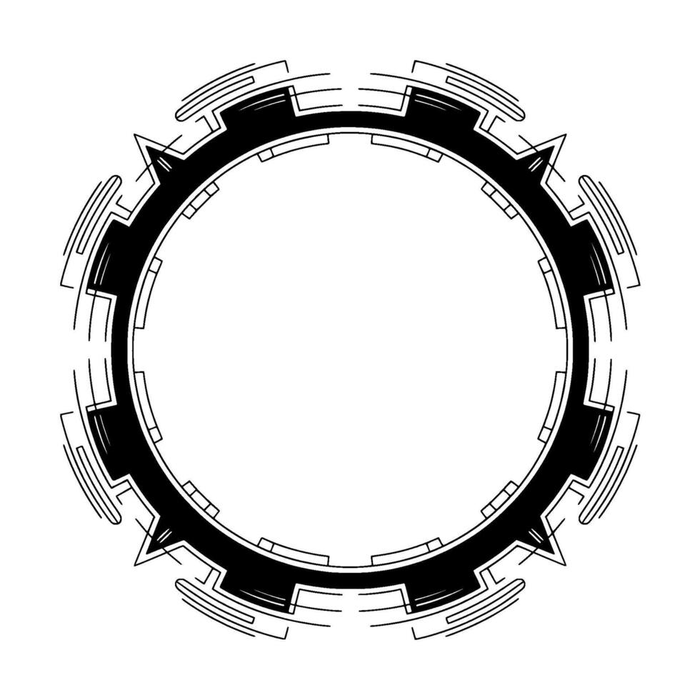 Futuristic Tech Circle Black White Ui Element On Gradient Background vector